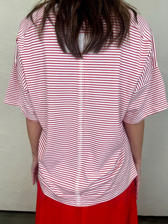 Streamline Stripe Top - Red - Revel Boutique
