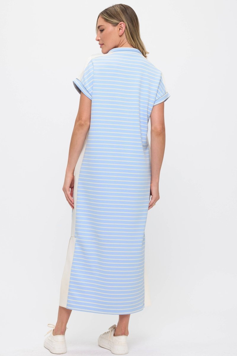 Striped Maxi Dress: Blue - Revel Boutique