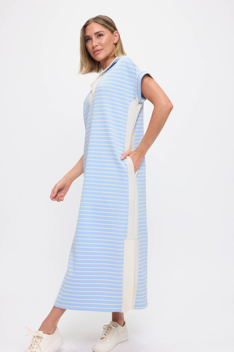Striped Maxi Dress: Blue - Revel Boutique