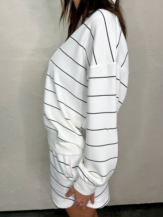 Studio Scuba V - Neck 1/4 Zip - Cream - Revel Boutique