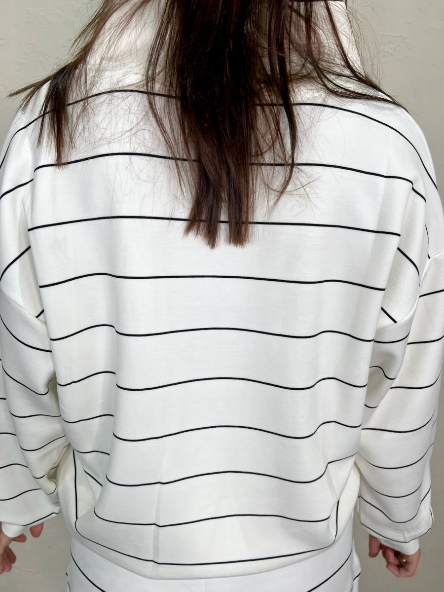 Studio Scuba V - Neck 1/4 Zip - Cream - Revel Boutique