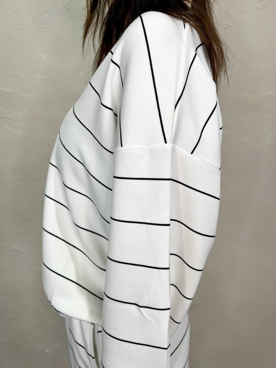 Studio Scuba V - Neck 1/4 Zip - Cream - Revel Boutique