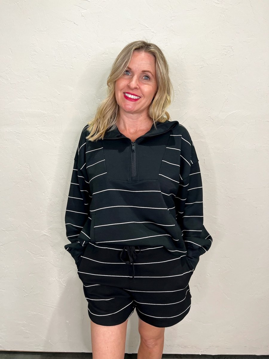 Studio Stripe Shorts - Black - Revel Boutique