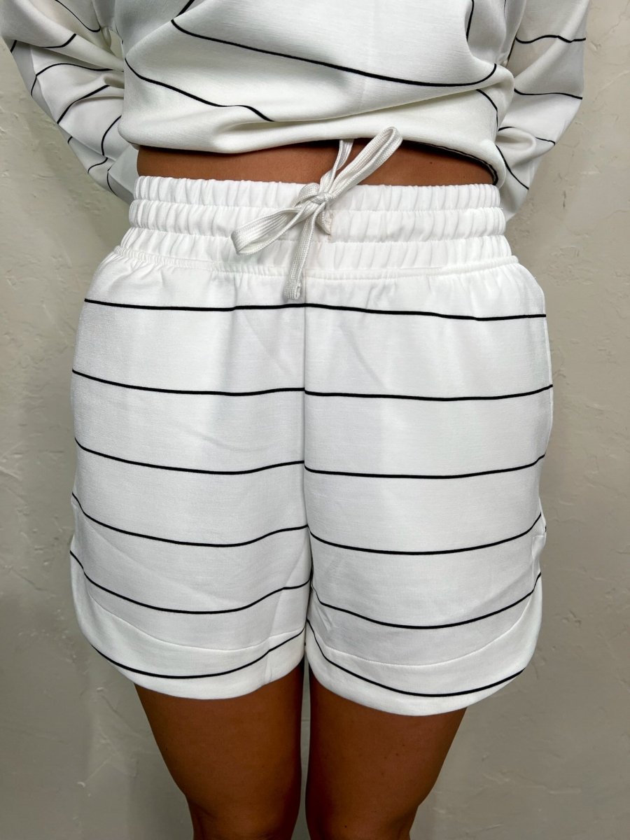 Studio Stripe Shorts - White - Revel Boutique
