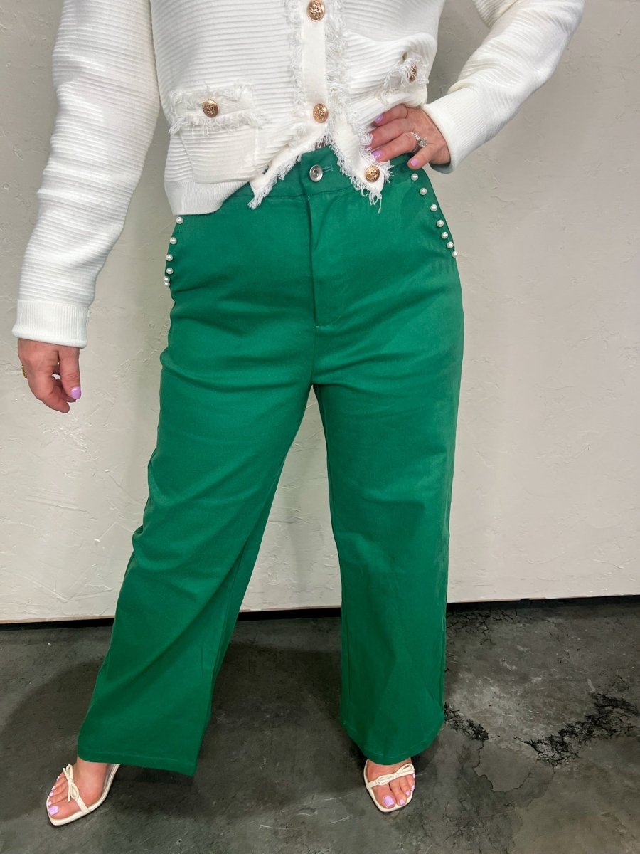 Subtle Glam Pants - Green - Revel Boutique