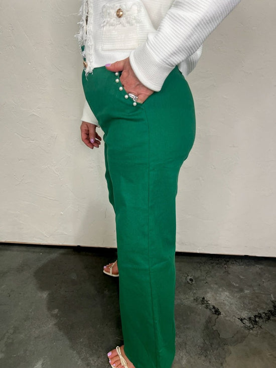 Subtle Glam Pants - Green - Revel Boutique