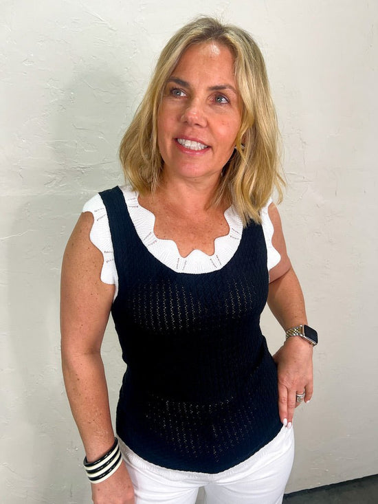 Summer Love Pointelle Tank - Black - Revel Boutique