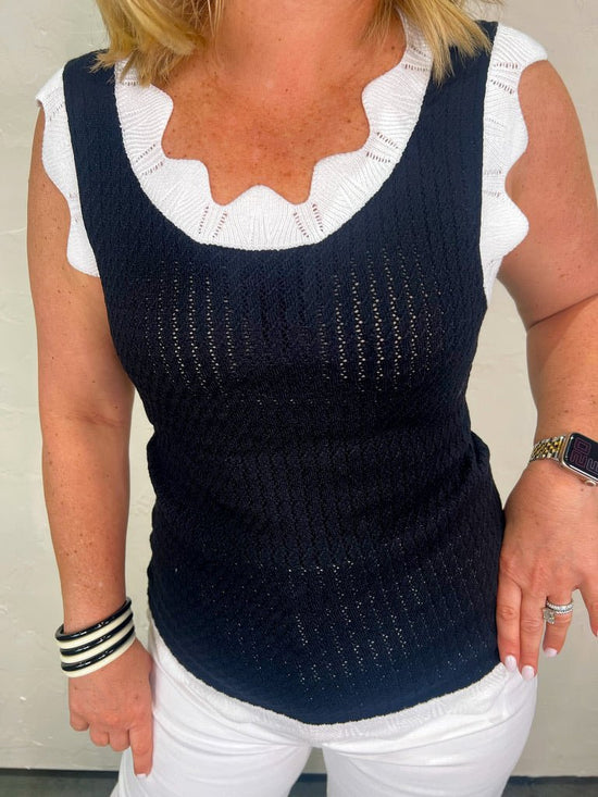 Summer Love Pointelle Tank - Black - Revel Boutique