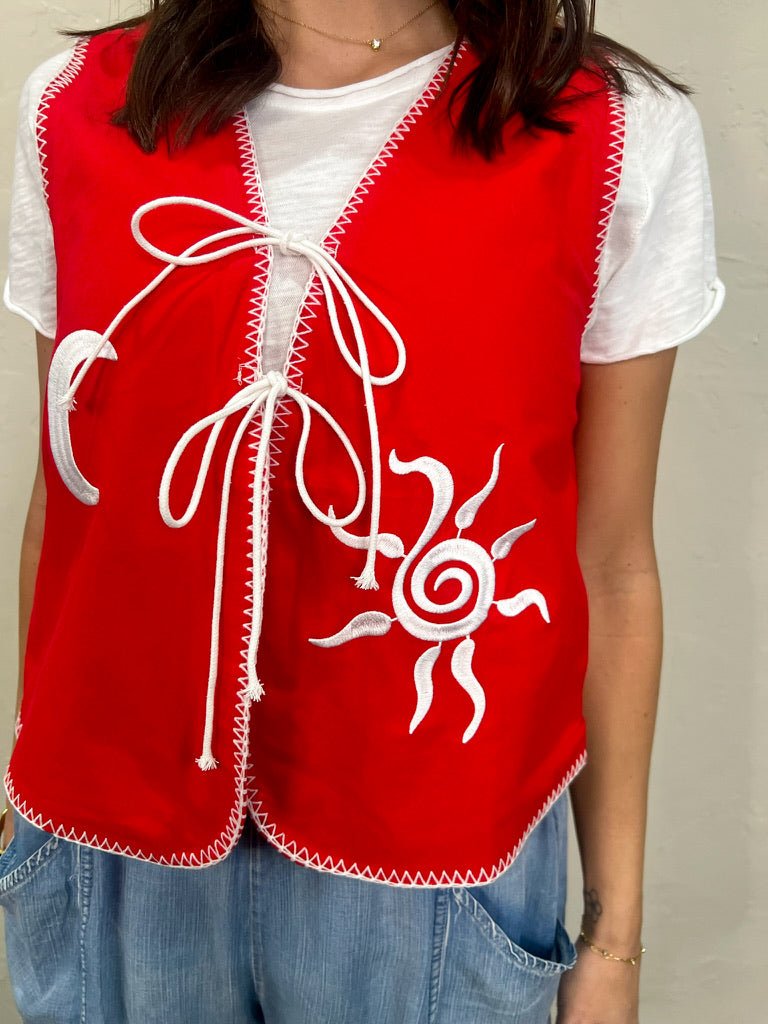 Sun + Moon Vest - Red - Revel Boutique