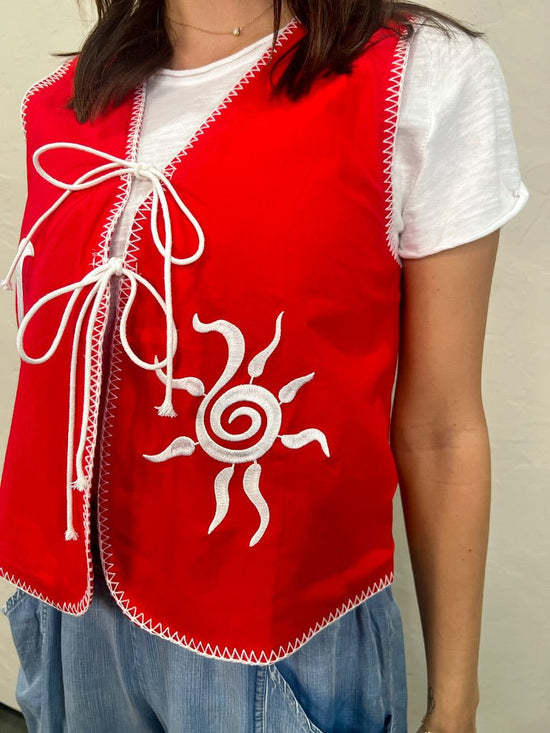 Load image into Gallery viewer, Sun + Moon Vest - Red - Revel Boutique
