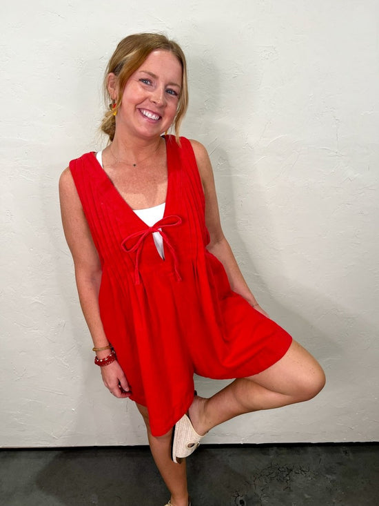 Tailgate Team Captain Romper - Red - Revel Boutique