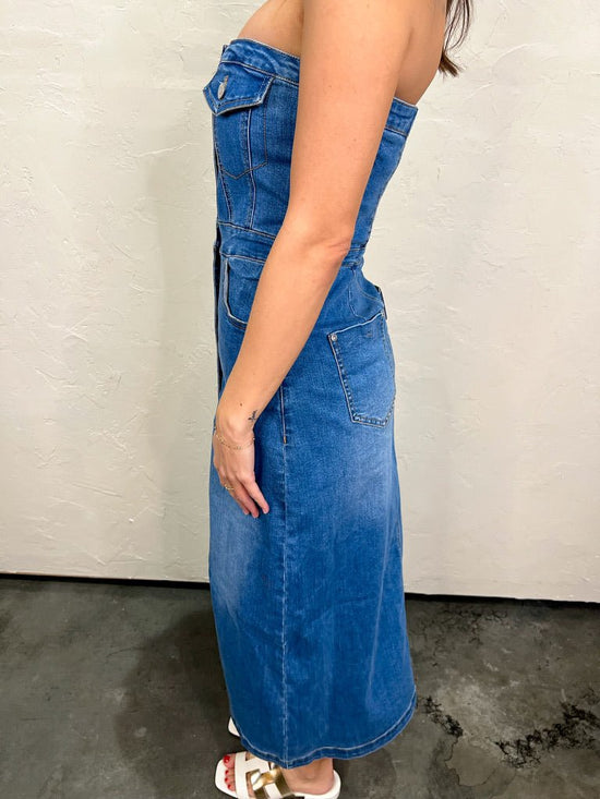 Load image into Gallery viewer, Tate Button Denim Dress - Revel Boutique
