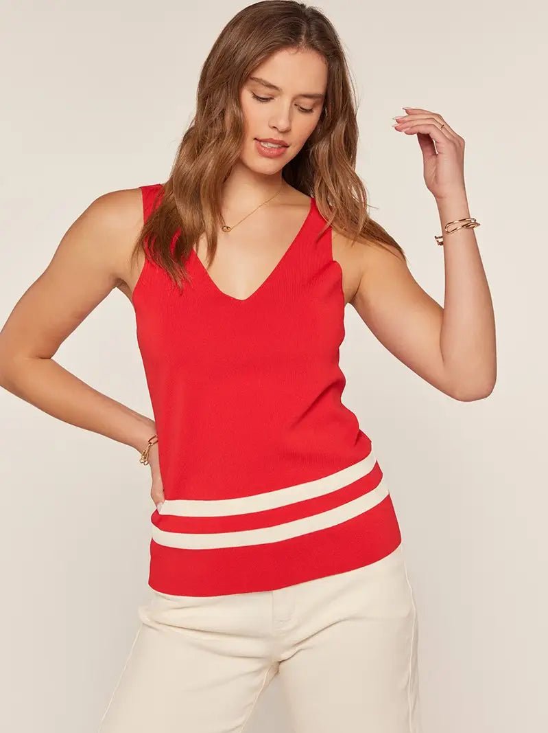 Team Spirit Tank Sweater-Red - Revel Boutique