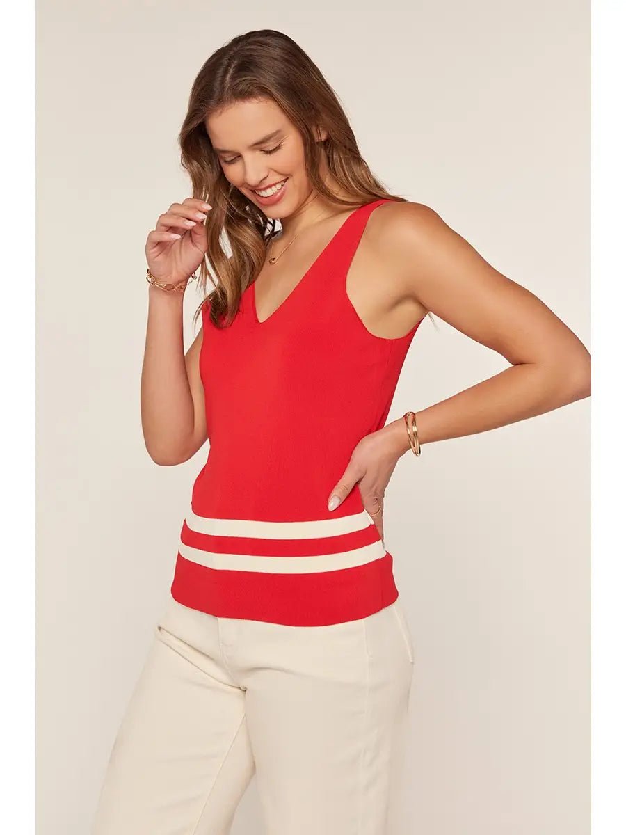 Team Spirit Tank Sweater-Red - Revel Boutique