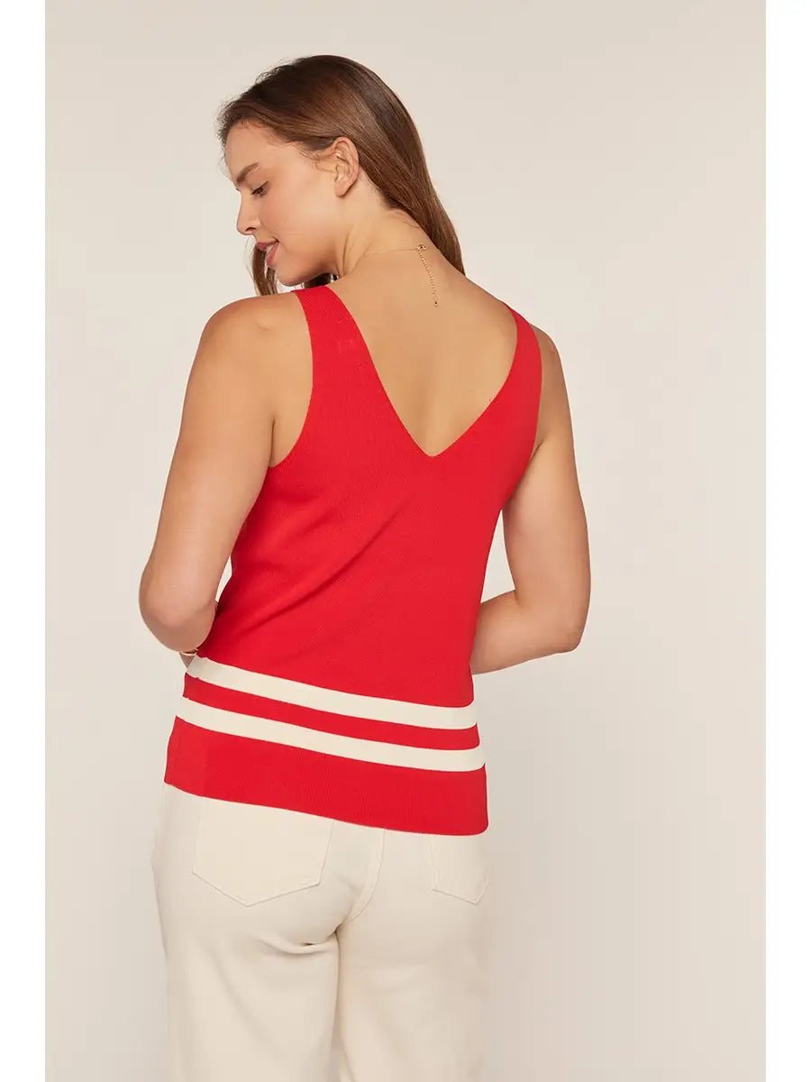 Team Spirit Tank Sweater-Red - Revel Boutique