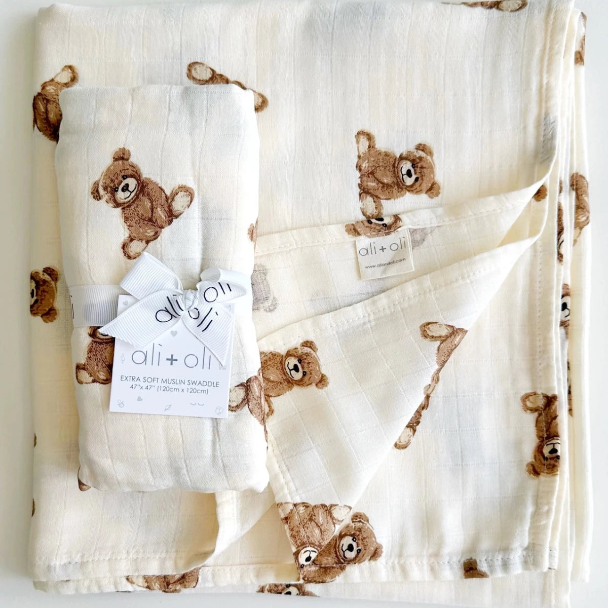 Teddy Bear Muslin Swaddle - Revel Boutique