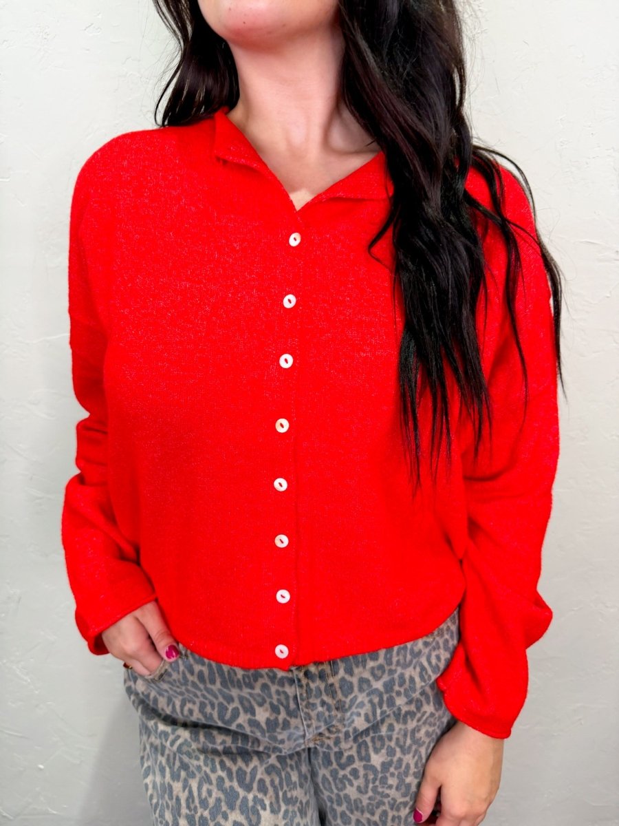 The Piper Cardigan - Red - Revel Boutique
