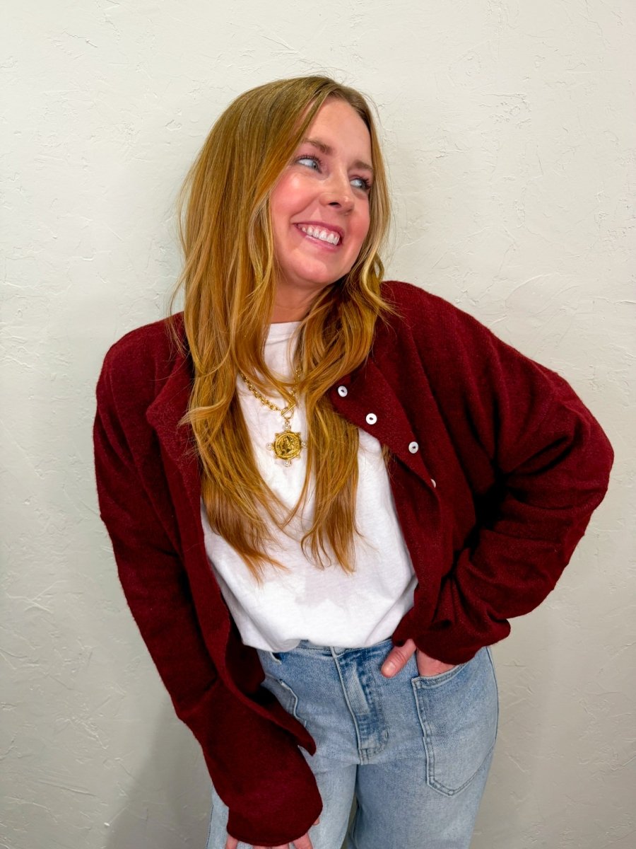 The Piper Cardigan - Wine - Revel Boutique