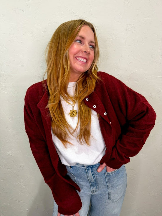 The Piper Cardigan - Wine - Revel Boutique