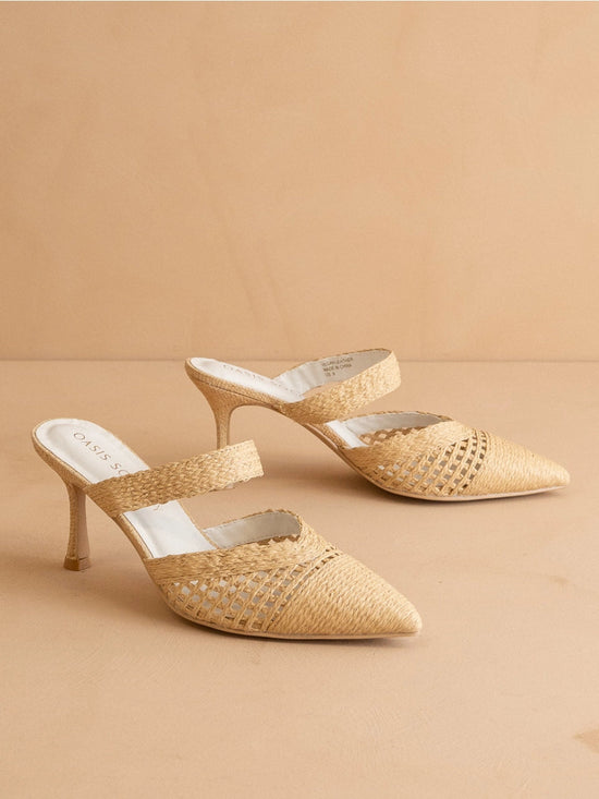 Load image into Gallery viewer, Tia Raffia Pointy - Toe Heel - Revel Boutique
