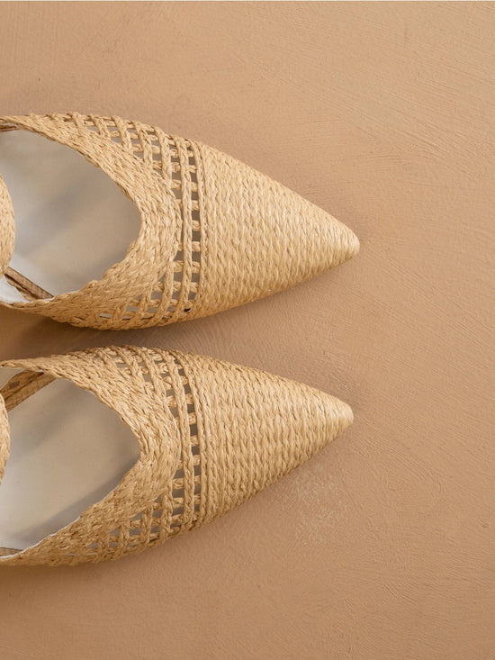 Load image into Gallery viewer, Tia Raffia Pointy - Toe Heel - Revel Boutique

