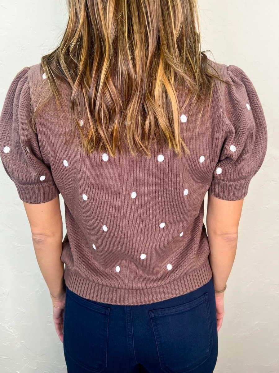 Toasted Marshmallow Polkadot Top - Revel Boutique