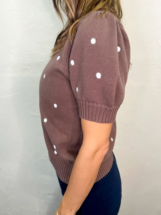 Toasted Marshmallow Polkadot Top - Revel Boutique