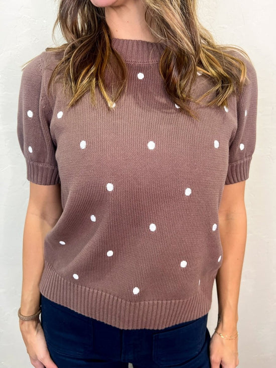 Toasted Marshmallow Polkadot Top - Revel Boutique