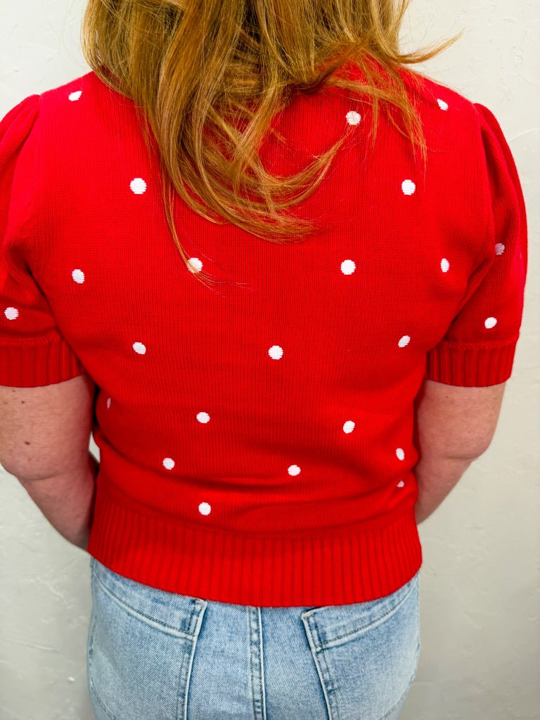 Toasted Marshmallow Polkadot Top - Red - Revel Boutique