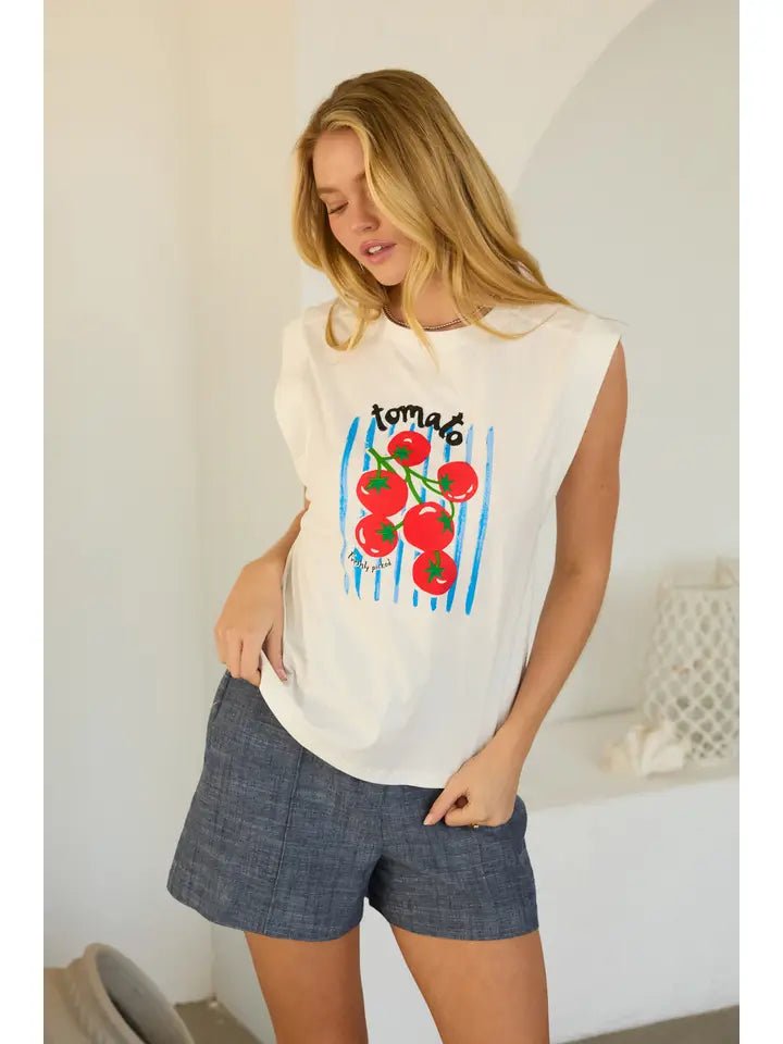 Tomato Embroidered Tee - Revel Boutique