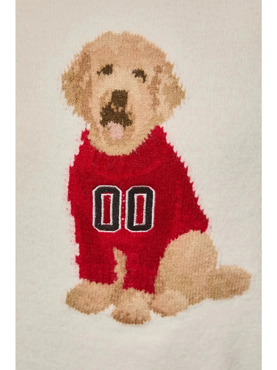 Touchdown Dog Sweater-Red - Revel Boutique