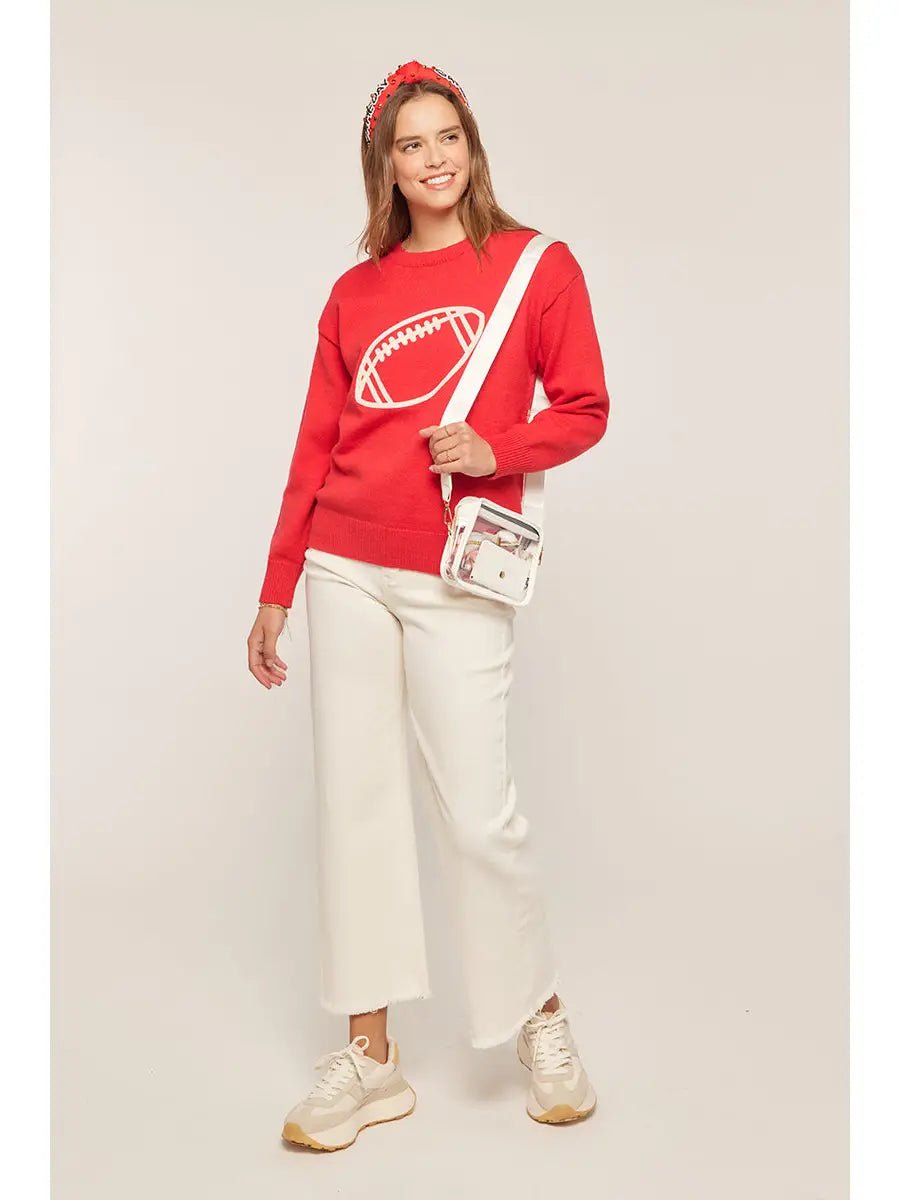 Touchdown Sweater-Red - Revel Boutique