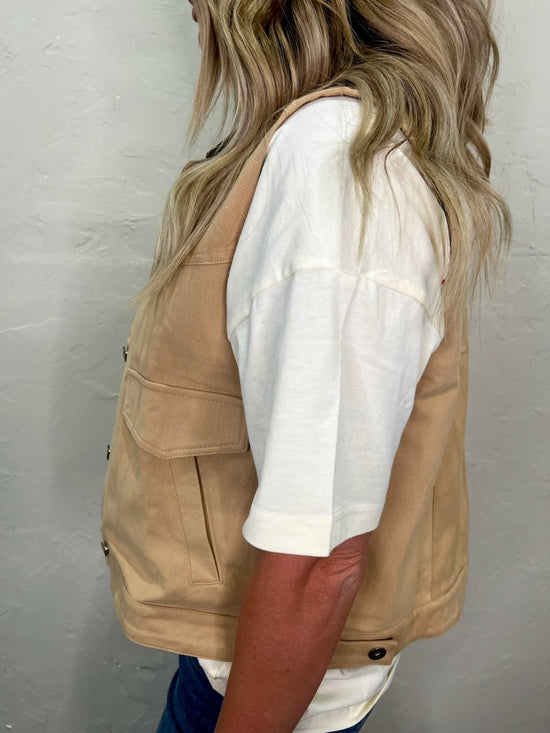 Trendy Barn Vest - Camel - Revel Boutique