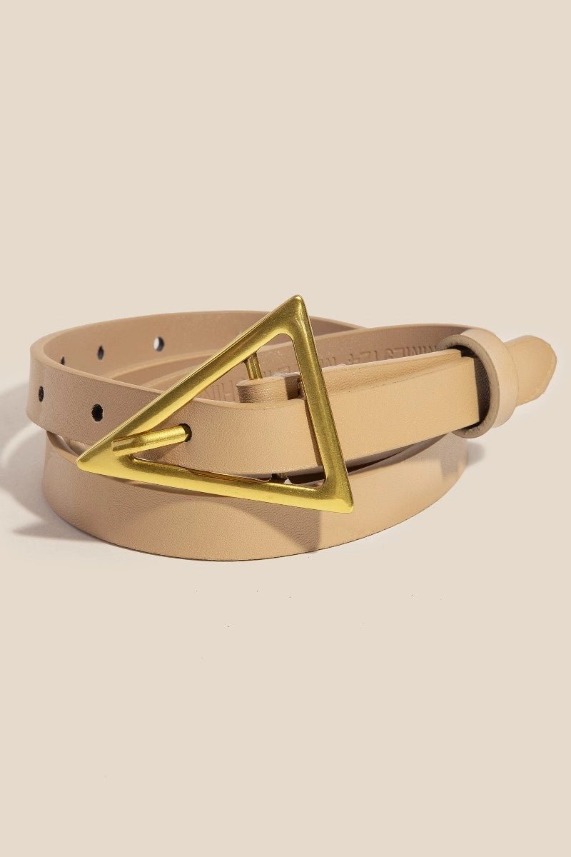Triangle Buckle Leather Belt - Ivory - Revel Boutique