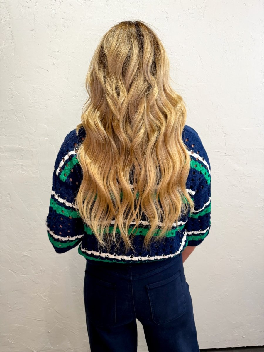 Trinity Crochet Sweater - Navy - Revel Boutique