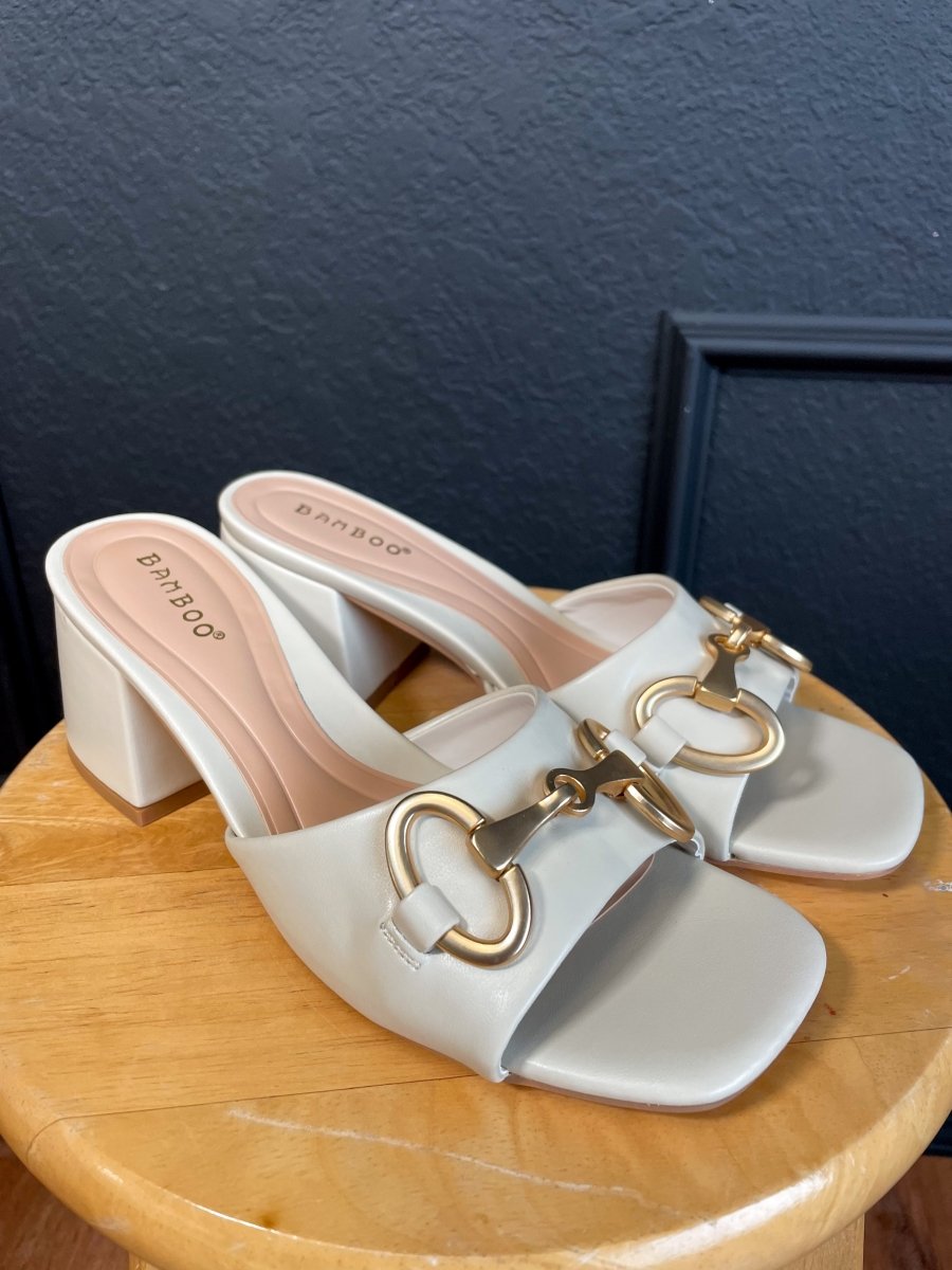 Triple Crowned Mule Heeled Sandal - Ivory - Revel Boutique