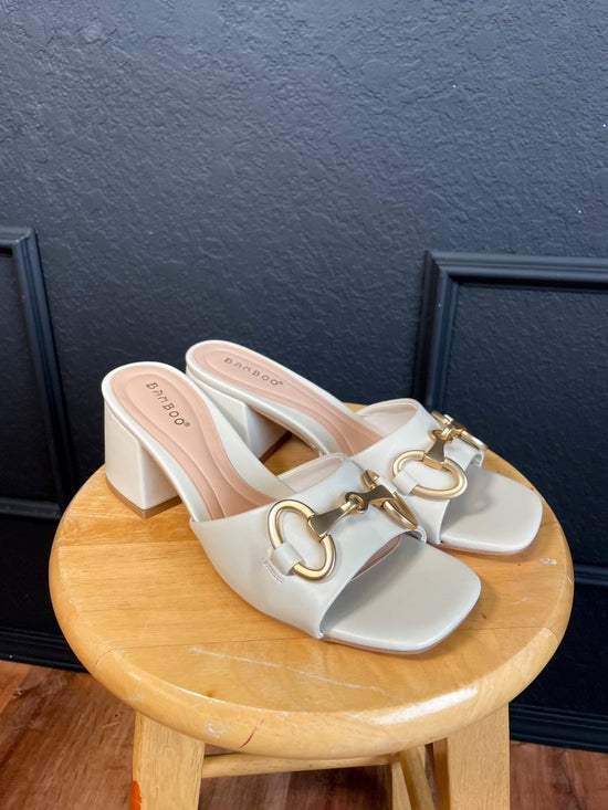 Triple Crowned Mule Heeled Sandal - Ivory - Revel Boutique