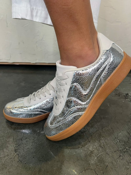 Load image into Gallery viewer, Trophy Sneaker - Silver - Revel Boutique
