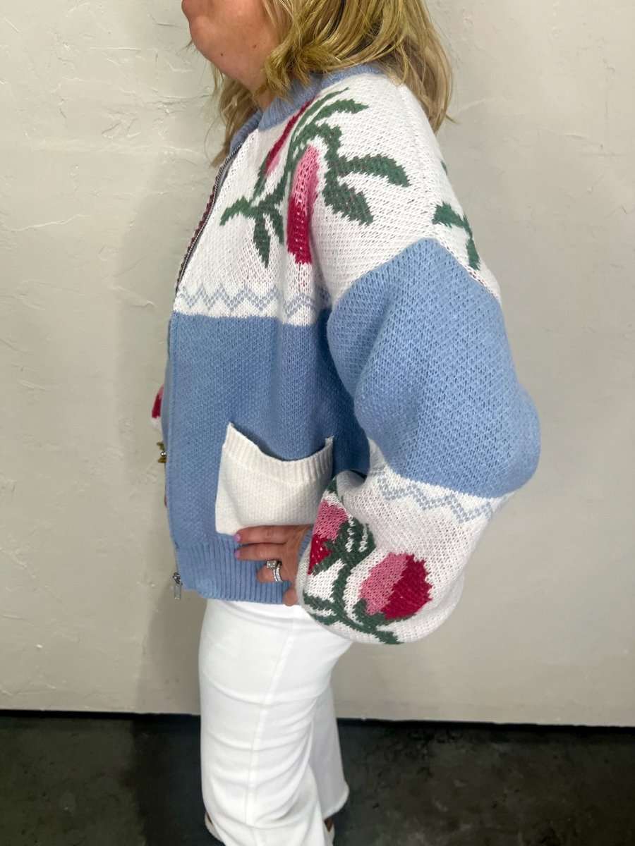 Tulip Time Sweater Jacket - Revel Boutique