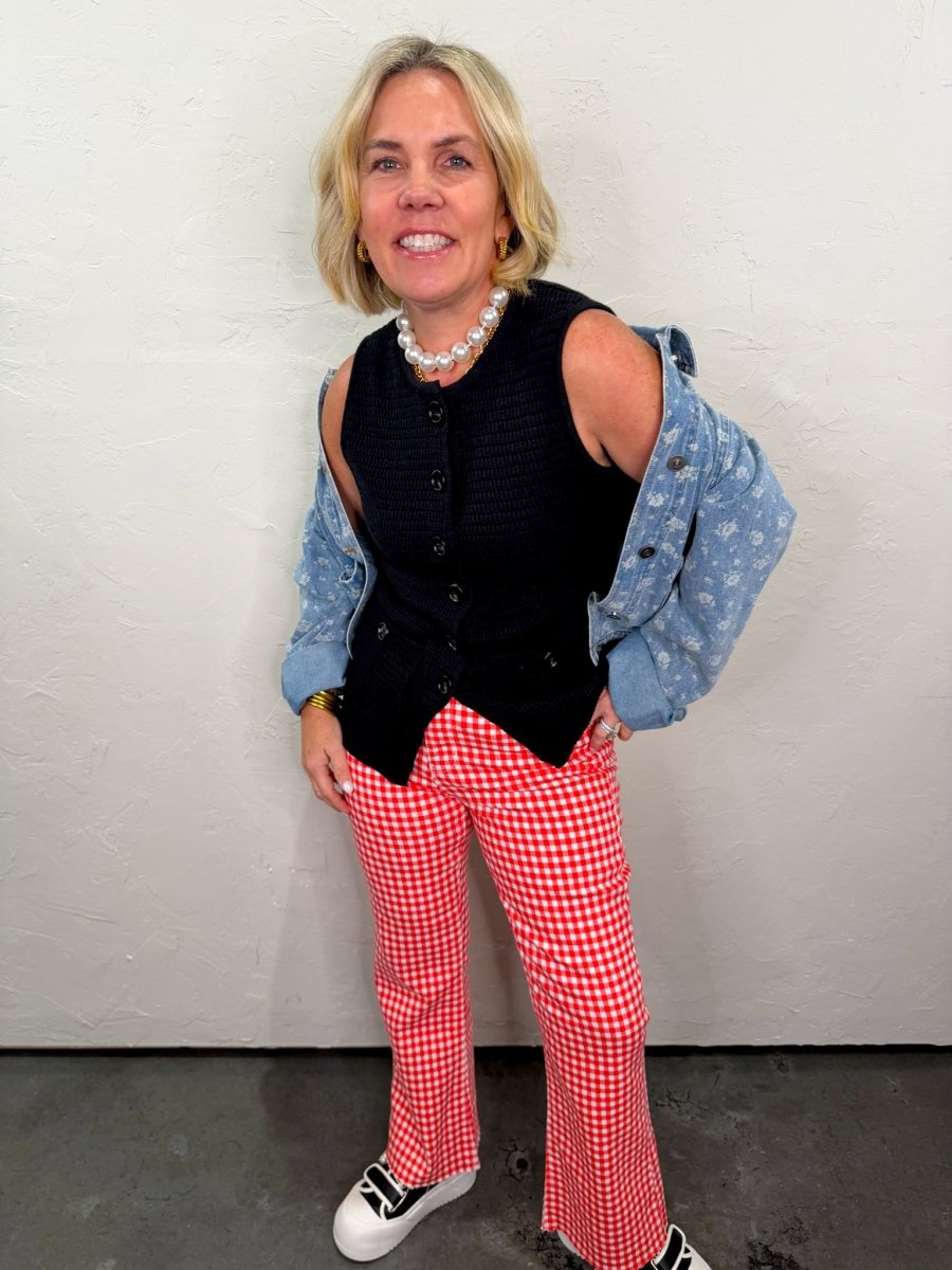 Tuscaloosa Gingham Denim - Red - Revel Boutique