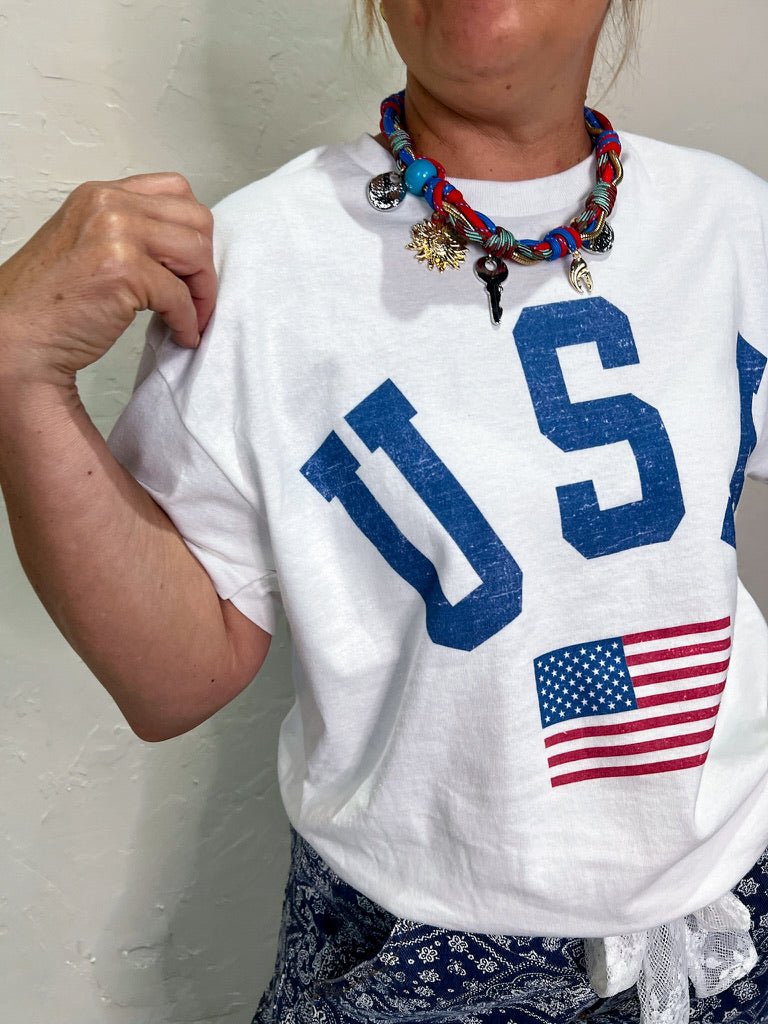 USA Flag Tee - White - Revel Boutique