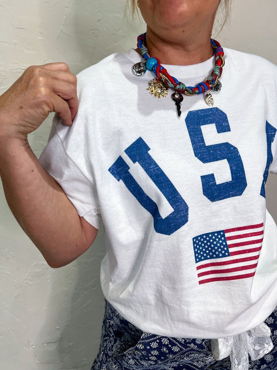 USA Flag Tee - White - Revel Boutique