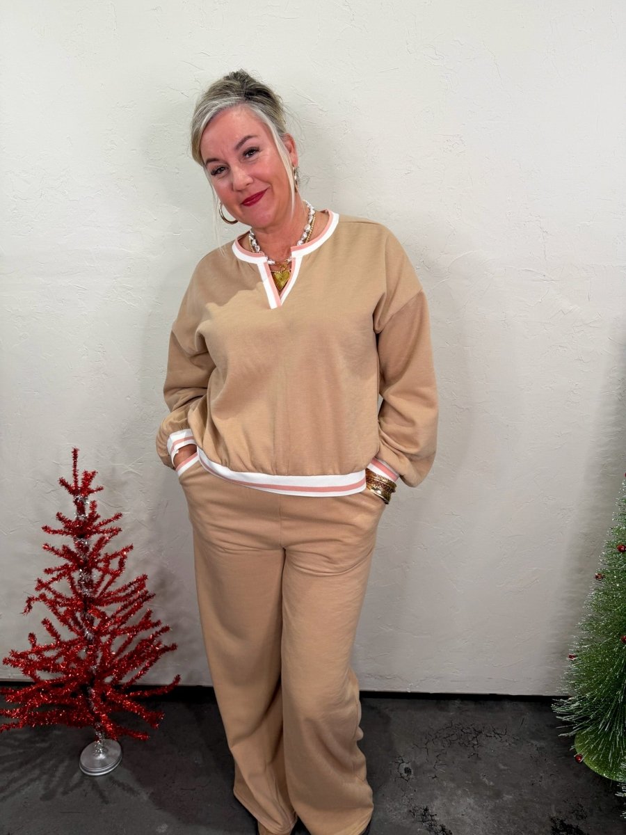 Varsity Lounge Set - Mocha - Revel Boutique