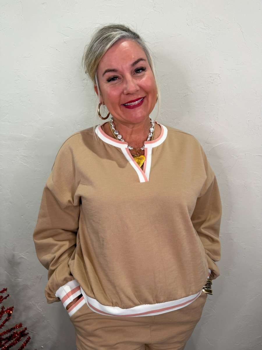 Varsity Lounge Set - Mocha - Revel Boutique