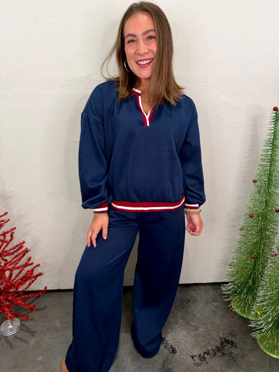 Varsity Lounge Set - Navy - Revel Boutique