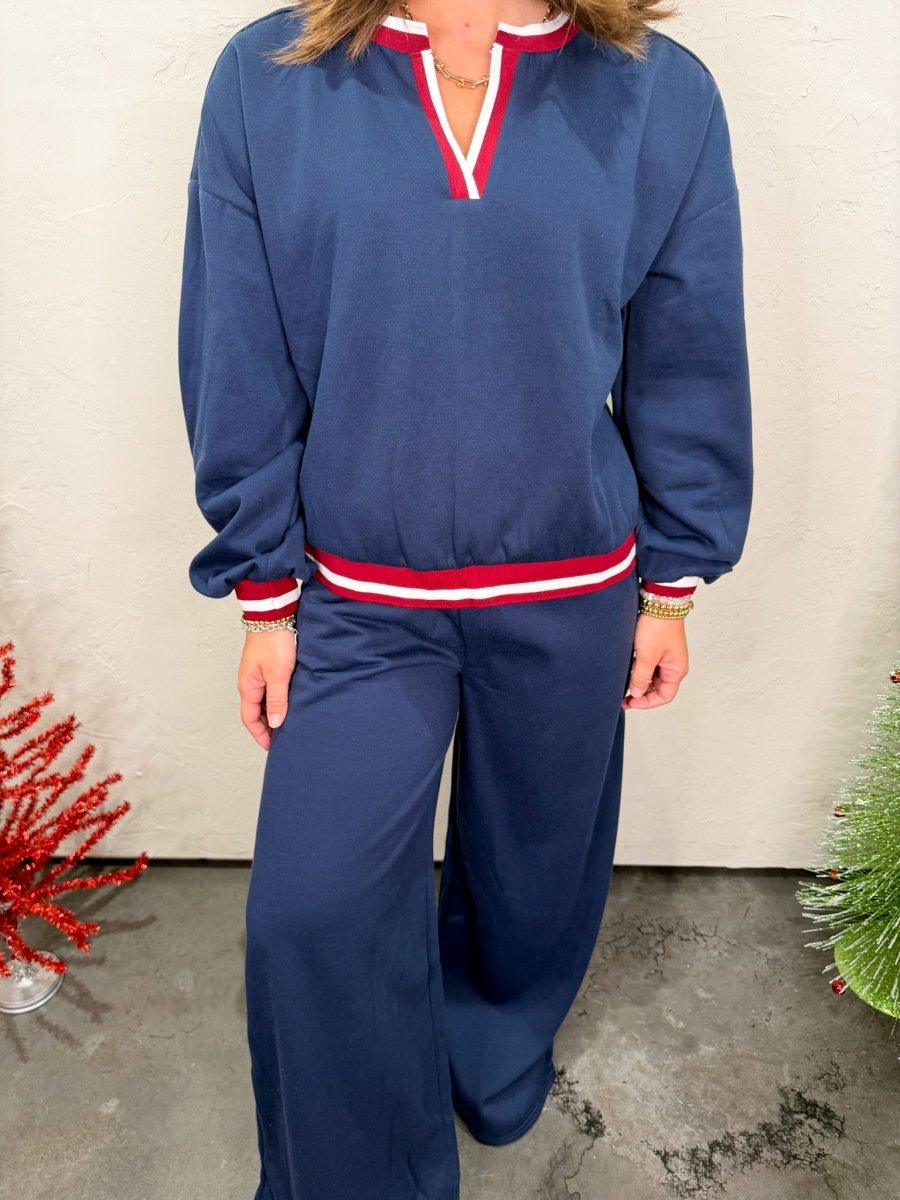 Varsity Lounge Set - Navy - Revel Boutique