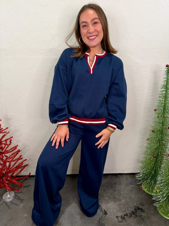 Varsity Lounge Set - Navy - Revel Boutique
