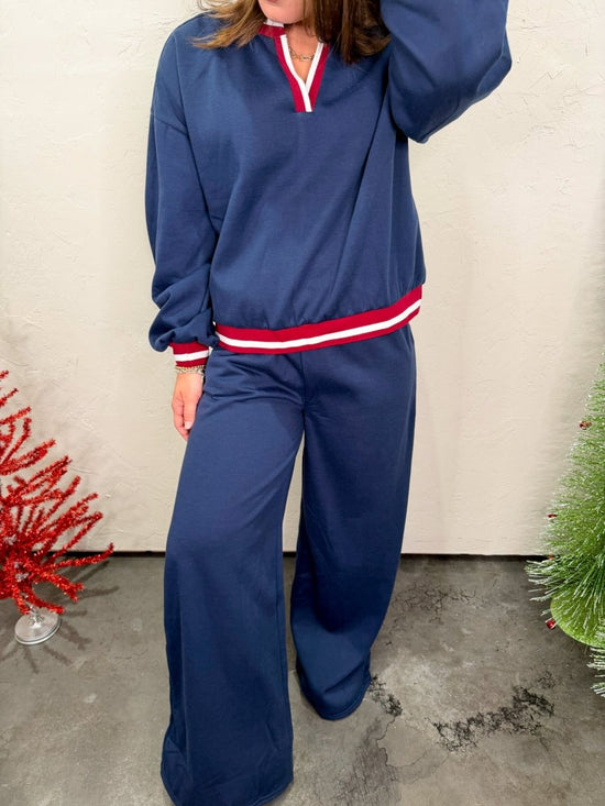 Varsity Lounge Set - Navy - Revel Boutique