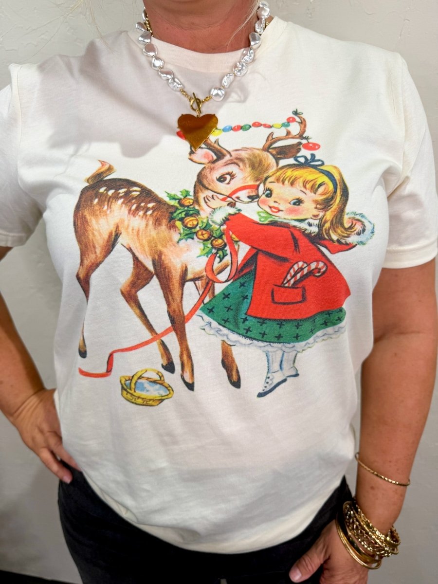 Vintage Reindeer Tee - Revel Boutique