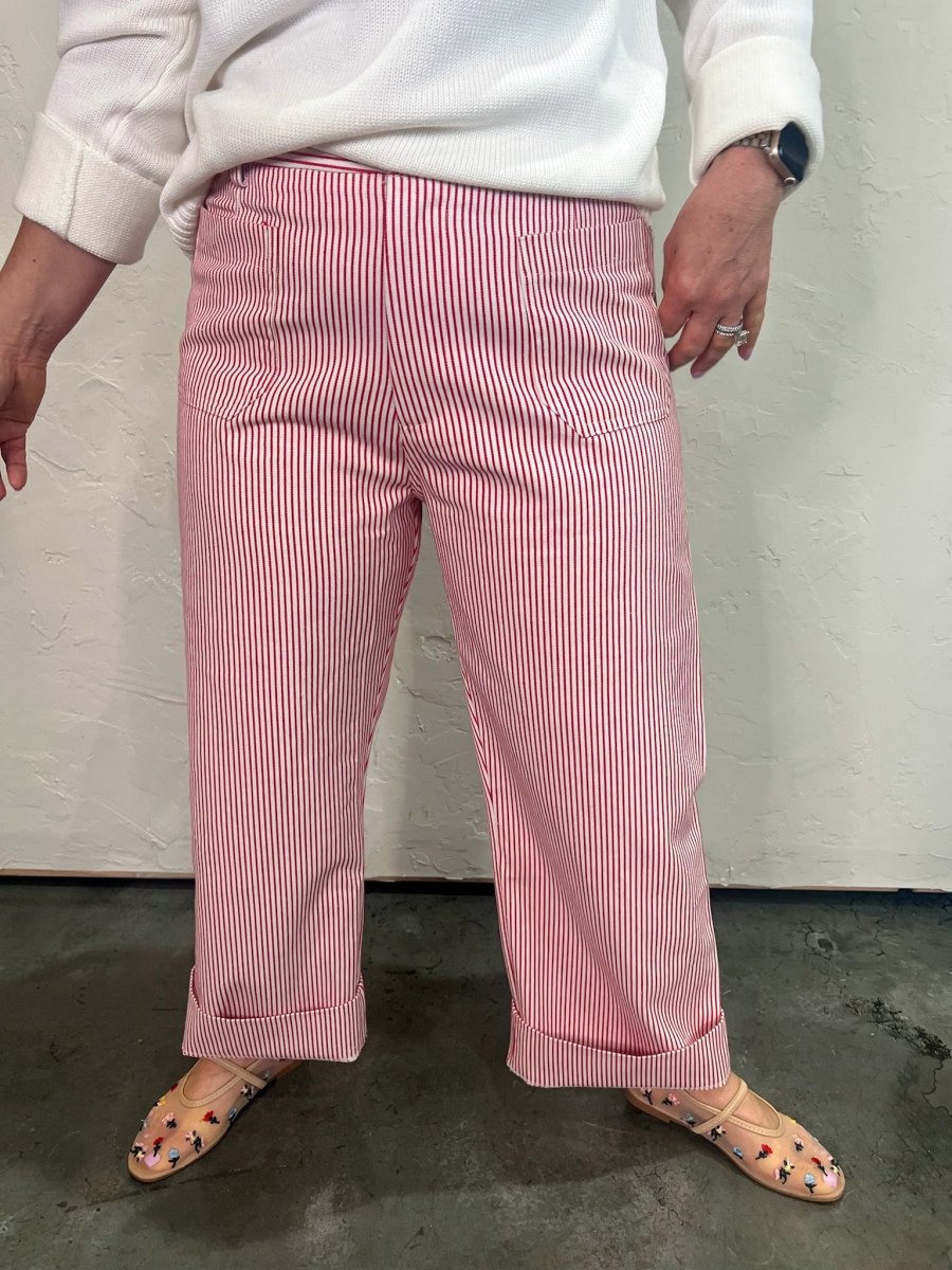 Wishing Well Striped Pants - Red - Revel Boutique